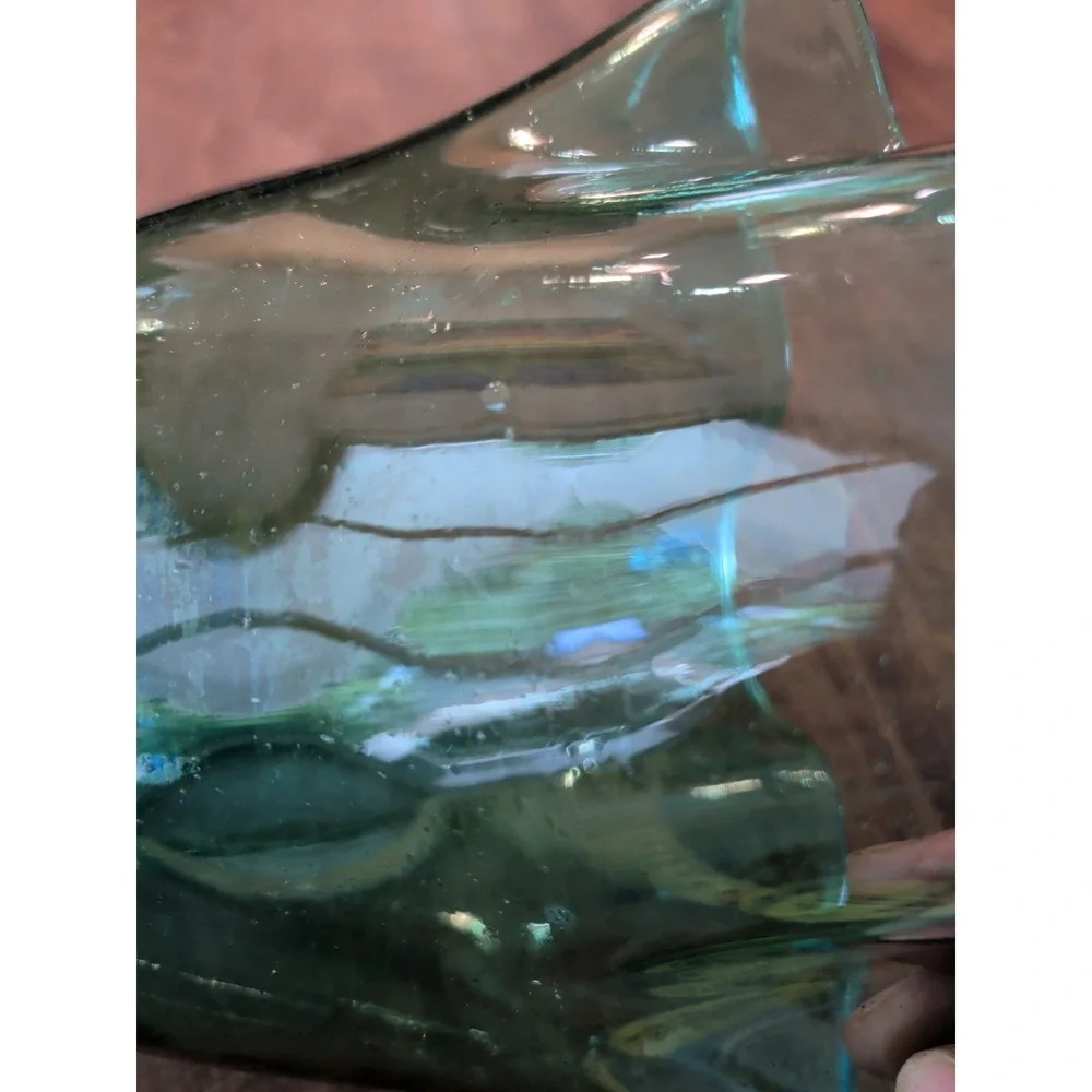 Green / Turquoise Vintage Hand Blown Blenko Vase #404, ~8.5